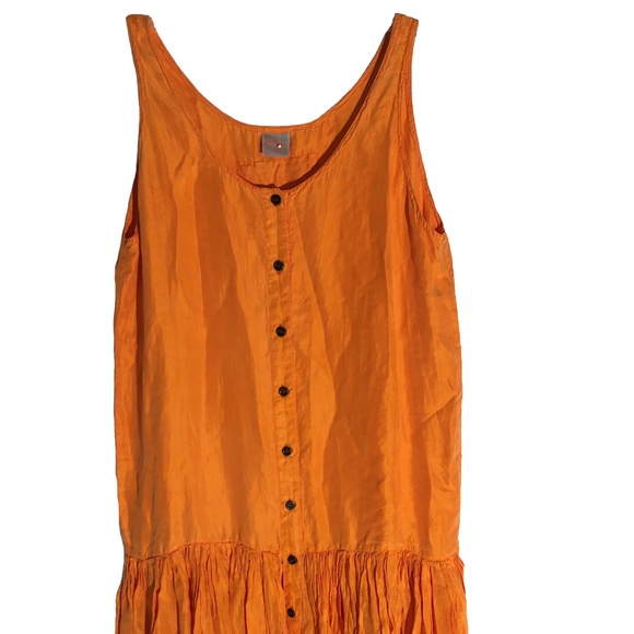 Retro Bright Orange Silk Sundress - Picture 3 of 6
